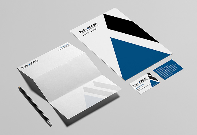 Blue Mount Stationary Letterhead Business Cards